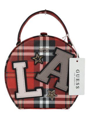 GUESS Lizzy Round Case Bag Damen One Size Red Tartan LA Crossbody Small Bag