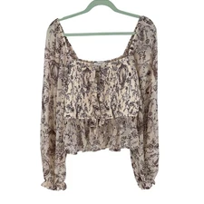 Francescas Cream Brown Milkmaid Romantic Cottagecore Fairy Top XL