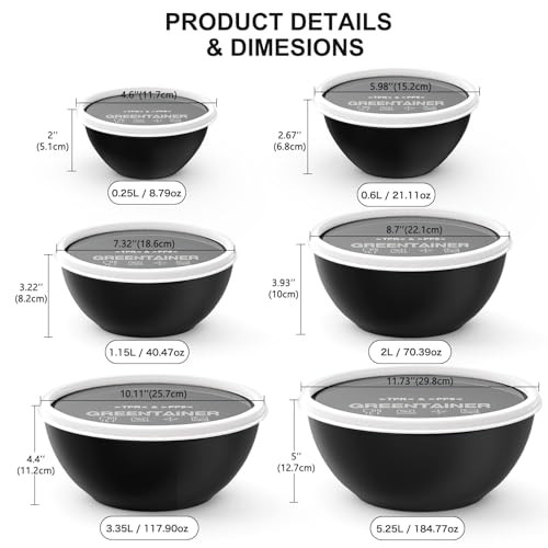 Greentainer Plastic Mixing Bowls with Lids Set 12 Piece Assorted colors ...