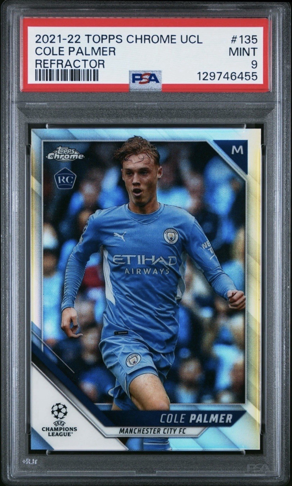 Cole Palmer RC 2021-22 Topps Chrome UCL Refractor #135 PSA Grade 9