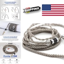 16 Core Braided IEM Cable 1.25m for Compatibility with Headphones Grey