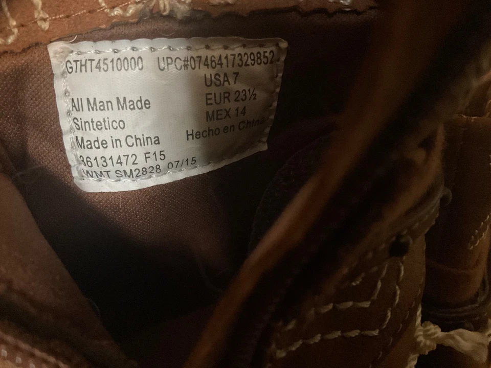 Botas vaqueras de cuero marrón bordado talla 7 cremallera lateral para niños pequeños Foto 4 de 4