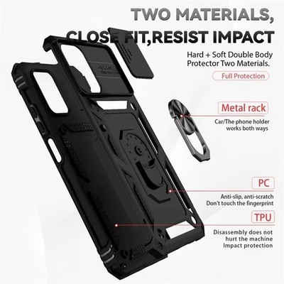 Phone Case with Camera Protector and Magnetic Ring Holder for Redmi Note 10S, Xi