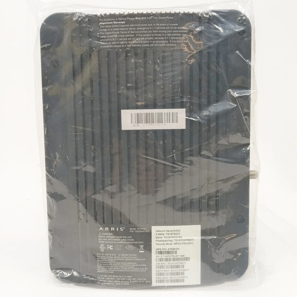 Arris TG1672G Gateway WIFI 2.5GHz - 5.0GHz 4 Port Modem - Image 4 of 4