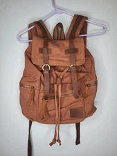 Augur Jans Canvas Leather Backpack Brown Hiking Drawstring Bag