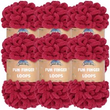 JubileeYarn Fun Finger Loops Yarn - Jumbo Polyester - Sangre - 6 Skeins - 100g