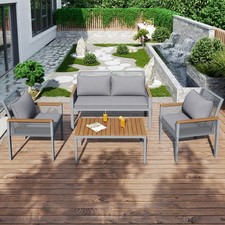 Garden Lounge Set, Garden Furniture Set With Comfortable Cushions, Double Sofa