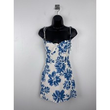 Reformation Women Louelle Blue White Floral Mini Dress Size 0