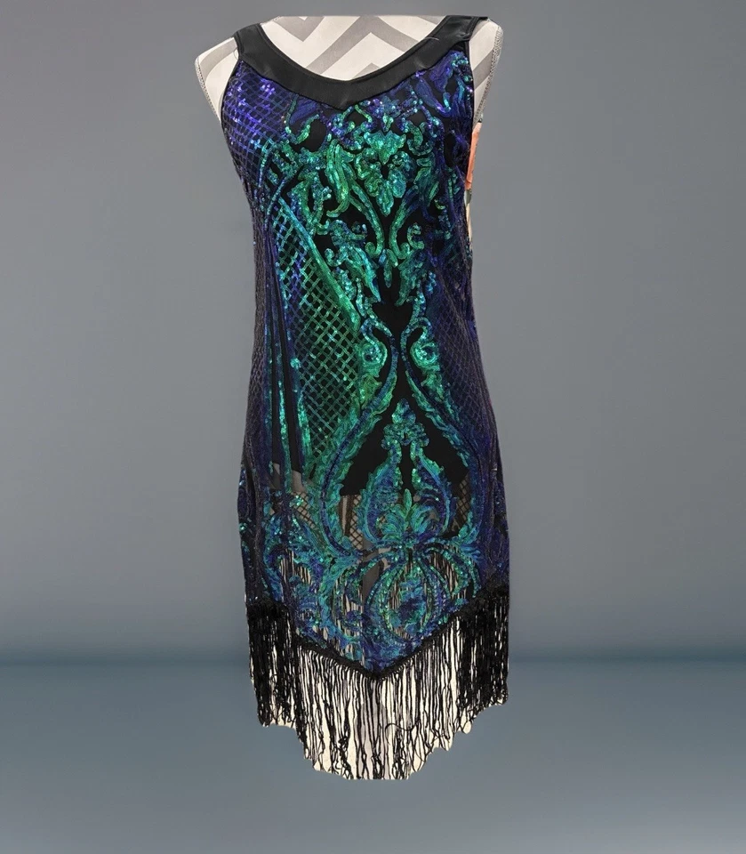Disfraz de Vestido Estilo Vintage Años 1920’s a 1940’s Tipo Flapper Lentejuelas Foto 2 de 4