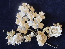 Vtg Millinery Flower Collection Lot Ivory White Velvet 3/8-1" w/7" Garland H5430