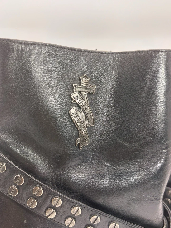 Botas Harley Davidson de cuero negro con correa Desiree para mujer talla 7,5 tacón de aguja Foto 4 de 4