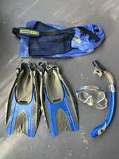 U.S. Divers Snorkel Set Mask Snorkel Fins Mesh Bag Men  s Medium 7-10 Blue