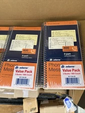 New -Lot Of 2, Adams Phone Message Book 2 Carbonless Parts 2 Spiral Books