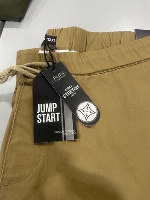 JUMP START FLEX COMFORT PANTS CARGO 4 WAY STRETCH MENS - SIZE : L - DARK KHAKI