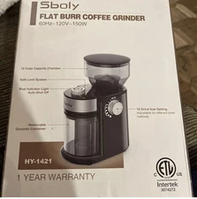 Sboly Electric Burr Mill Coffee Grinder Adjustable 18 Settings Expresso French