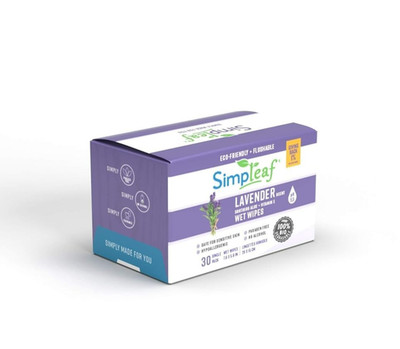 Simpleaf Flushable Lavender Single Pack Wet Wipes | Paraben & Alcohol Free