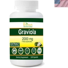 Graviola Extract 2000 mg Vegetable Capsules - 120 Count Pure Health Support