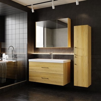 Badmöbel Set 60 100 cm   Waschtisch & Unterschrank mit Spiegelschrank, hängend