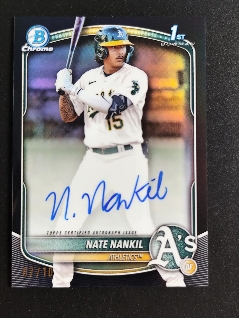 2025 Bowman Chrome Prospect 1st Auto Black Refractor #CPA-NN Nate Nankil /10 HD