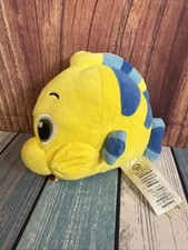 Disney Store Authentic Flounder Plush - The Little Mermaid - Mini Bean - 6.5"