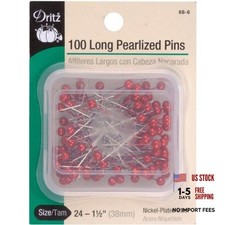 Dritz 1-1/2" Pearlized Pins, 100 Count, Red, 100 Count