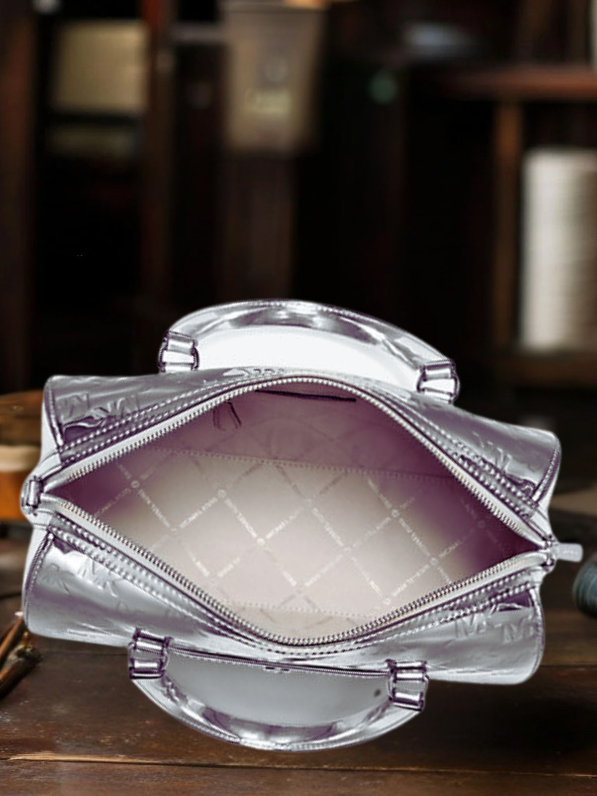 Michael Kors Jet Set Women Medium Metallic Logo Debossed Satchel Bag Variation thumbnail 17