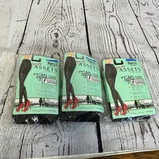 Spanx Assets Tights Flipside Diamond Reversible Shaping Black Size 4 Set of 3