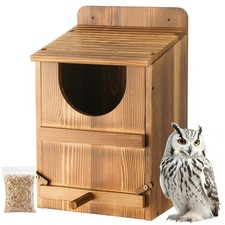 Yaoyiizy Owl House, Barn Nesting Box with Bird Stand and Wood Brown