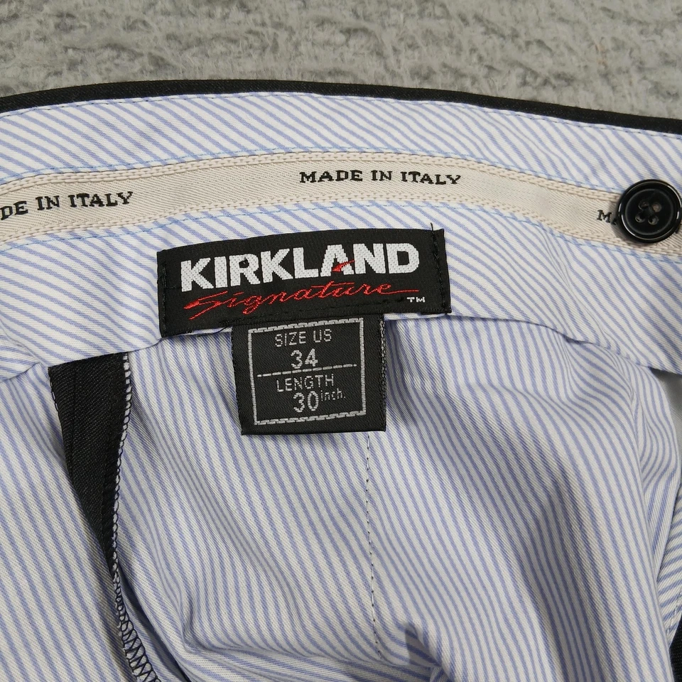 Kirkland Signature Pants Mens 34x30 Wool Made In Italy Dress Trouser Pleated - Image 3 of 4