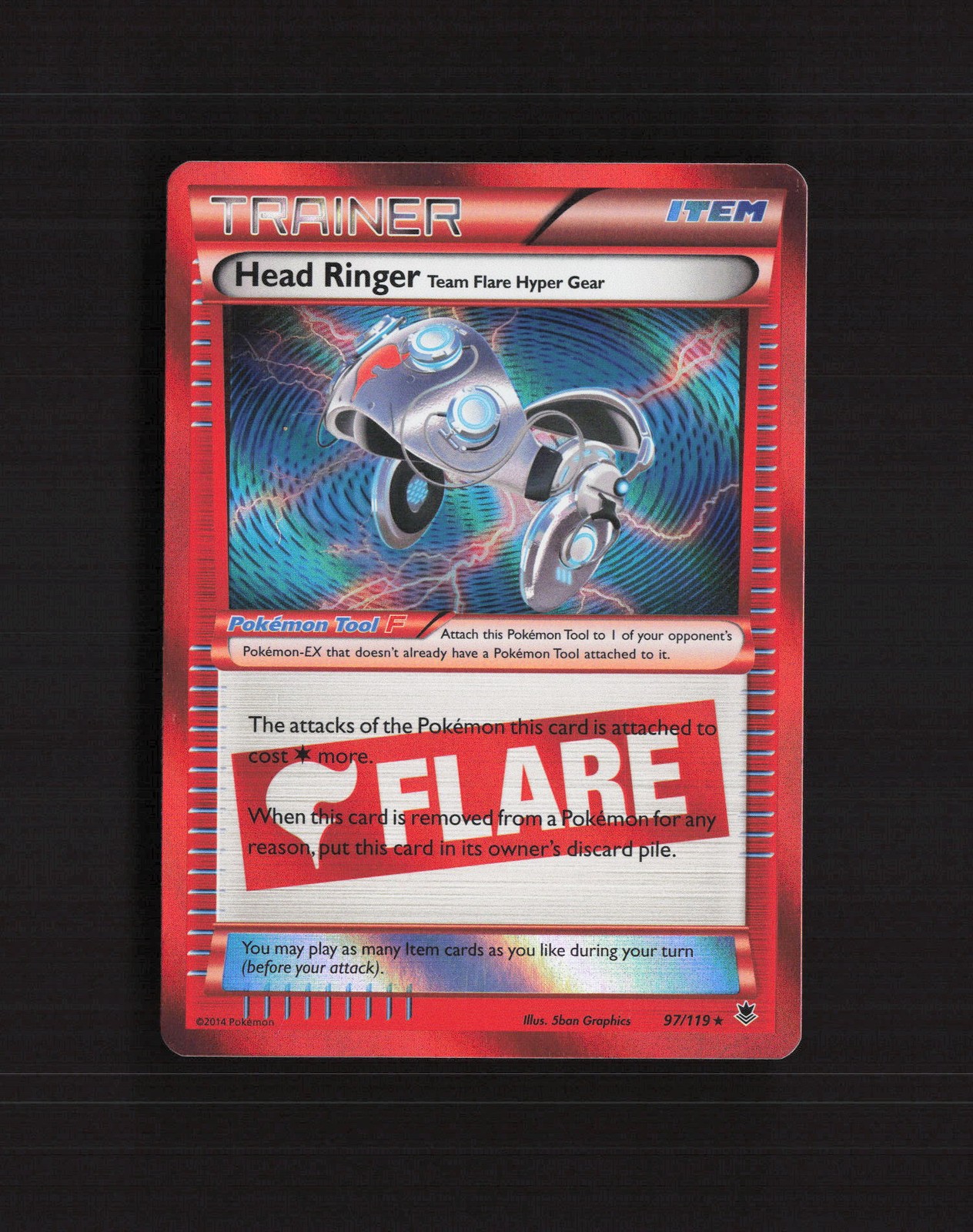 Head Ringer Team Flare Hyper Gear 97/119 Phantom Forces Pokemon Card LP