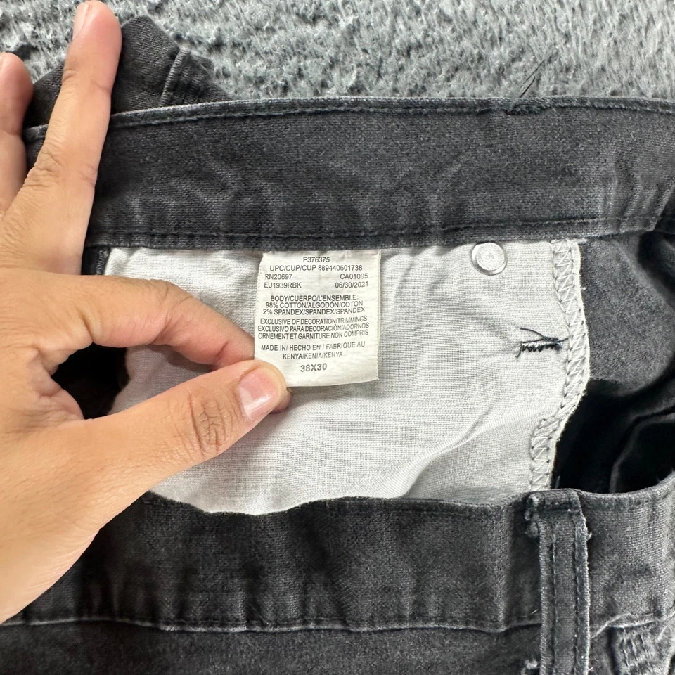 Pantalones de mezclilla Dickies para hombre 38x30 gris lavado oscuro algodón elástico calce carpintero ropa de trabajo Foto 3 de 4