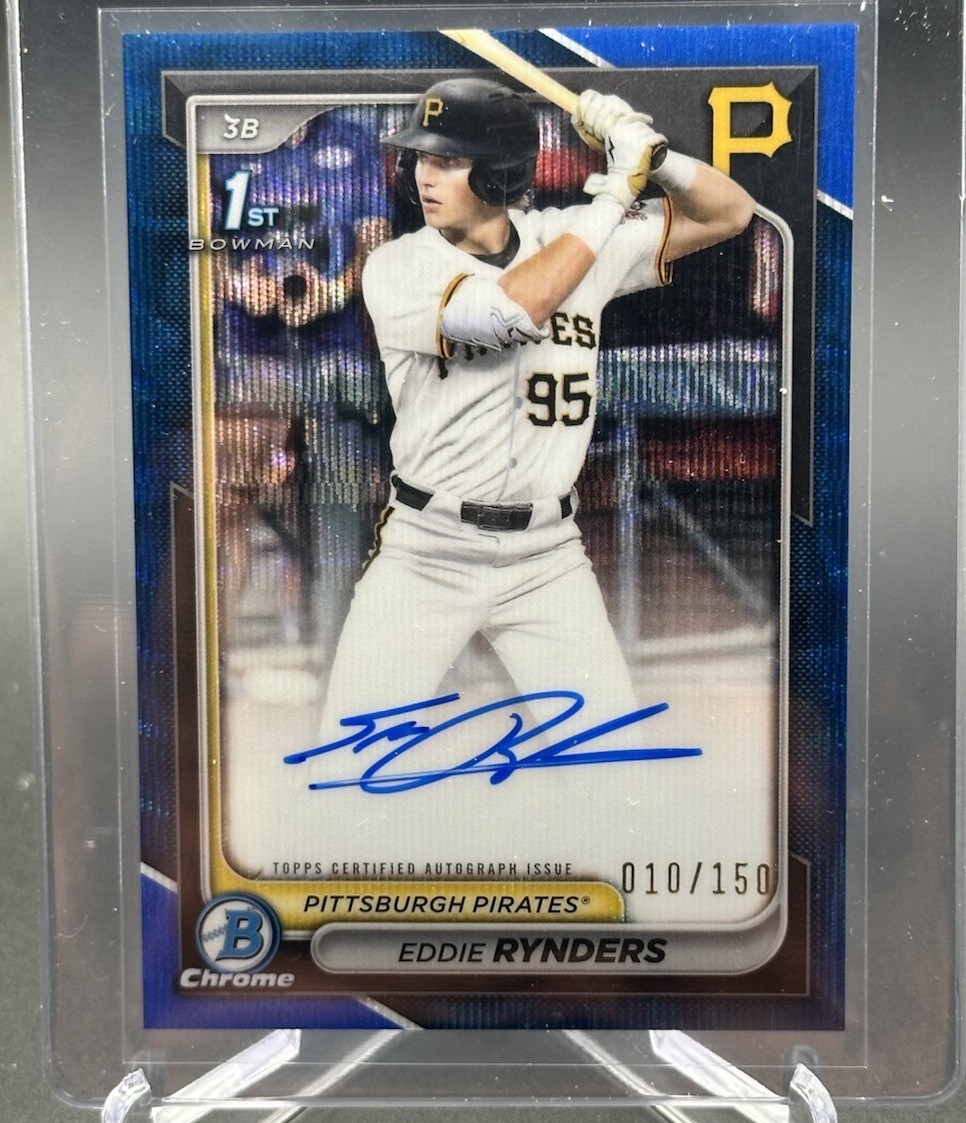 2024 Bowman Draft 1st Chrome Eddie Rynders Auto Blue Wave Refractor 033 /150