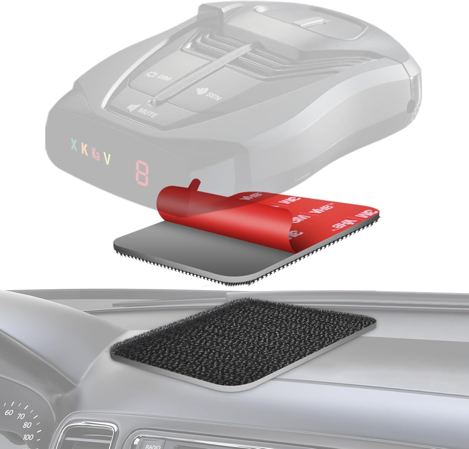 Radar Detector Mount for Car – Hook-and-Loop Dash Installation, Unobstructed... 