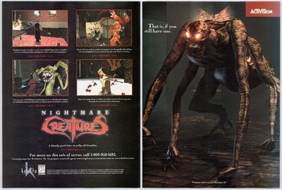 Nightmare Creatures - 1997 - PS1 N64 PC Game - Vintage Original Ad Promo Art