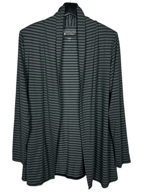 Coolibar Sun Wrap Cardigan UPF 50+ UV Protection Dark Gray Striped Size Medium