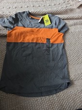 All In Motion Moisture Wicking Tee Boys Size Medium Gray Orange Chest T-Shirt