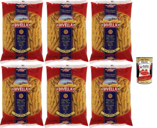 Divella Penne Zitoni N°30 Hartweizen Pasta 100% Italienisch 6X500G +Polpa-image