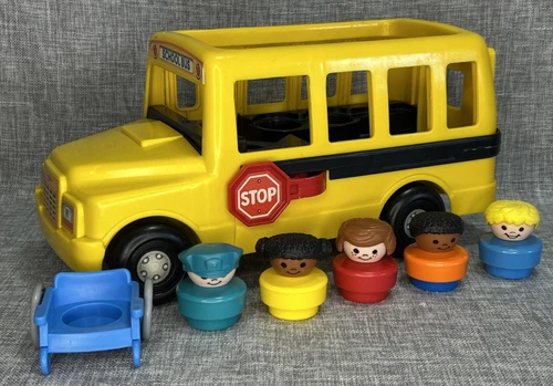 Fisher Price Little People School Bus #72372 VTG 1991 Chunky Figures Wheelchair