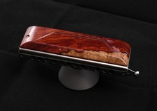 Custom Redwood covers for Suzuki 12 holes chromatic harmonicas by Trung Nguyen