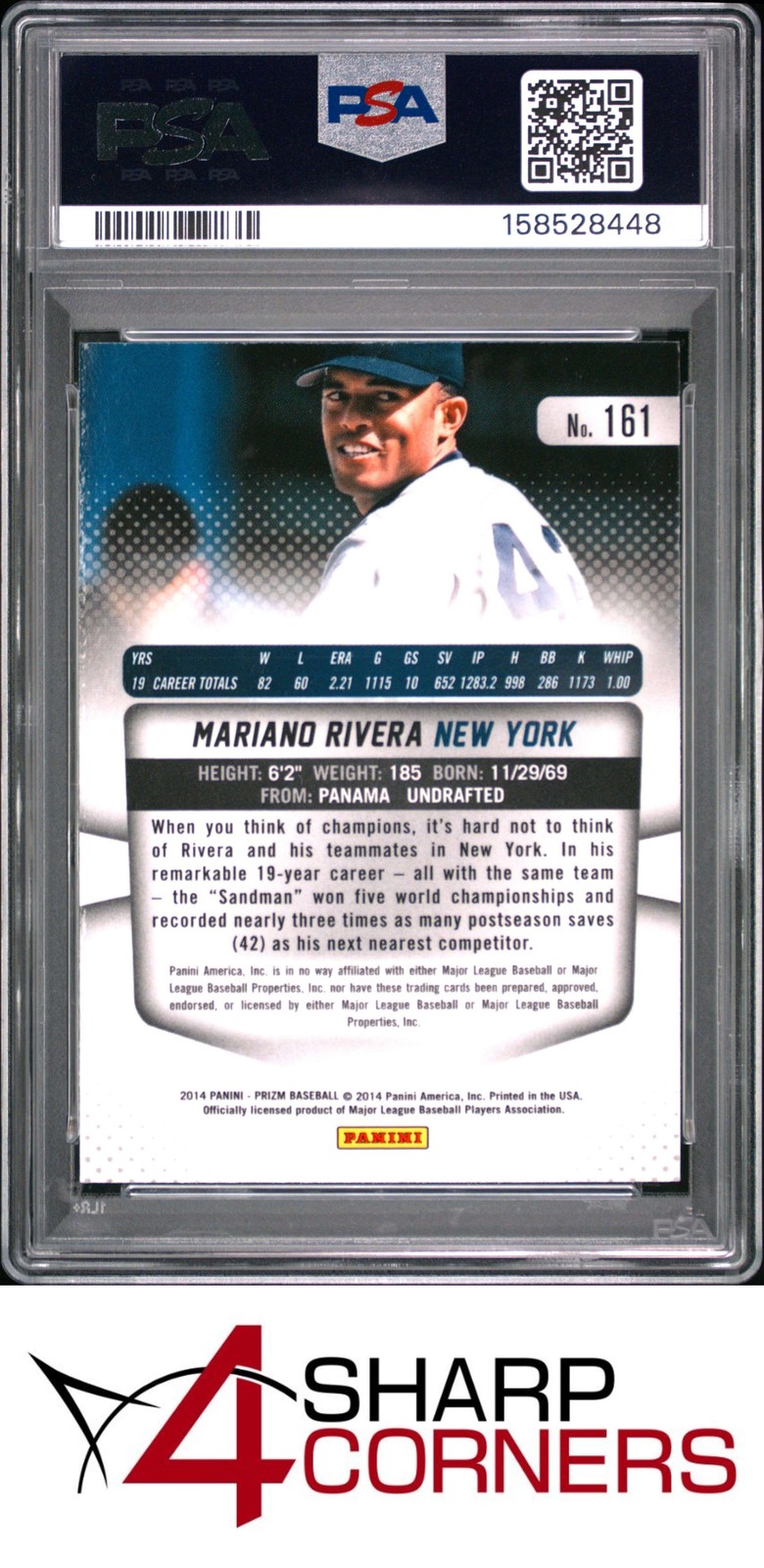 2014 PANINI PRIZM #161 MARIANO RIVERA YANKEES HOF PSA 10 view 2