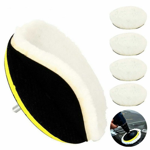 5Pcs 6" Buffing Polishing Pads Wool Wheel Mop Kits Car Polisher Drill Adatper UK - Picture 4 of 12