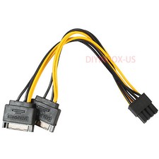 Dual SATA to PCI-E Power Cable 15Pin SATA to 8 pin Video Card Power Wire Cable