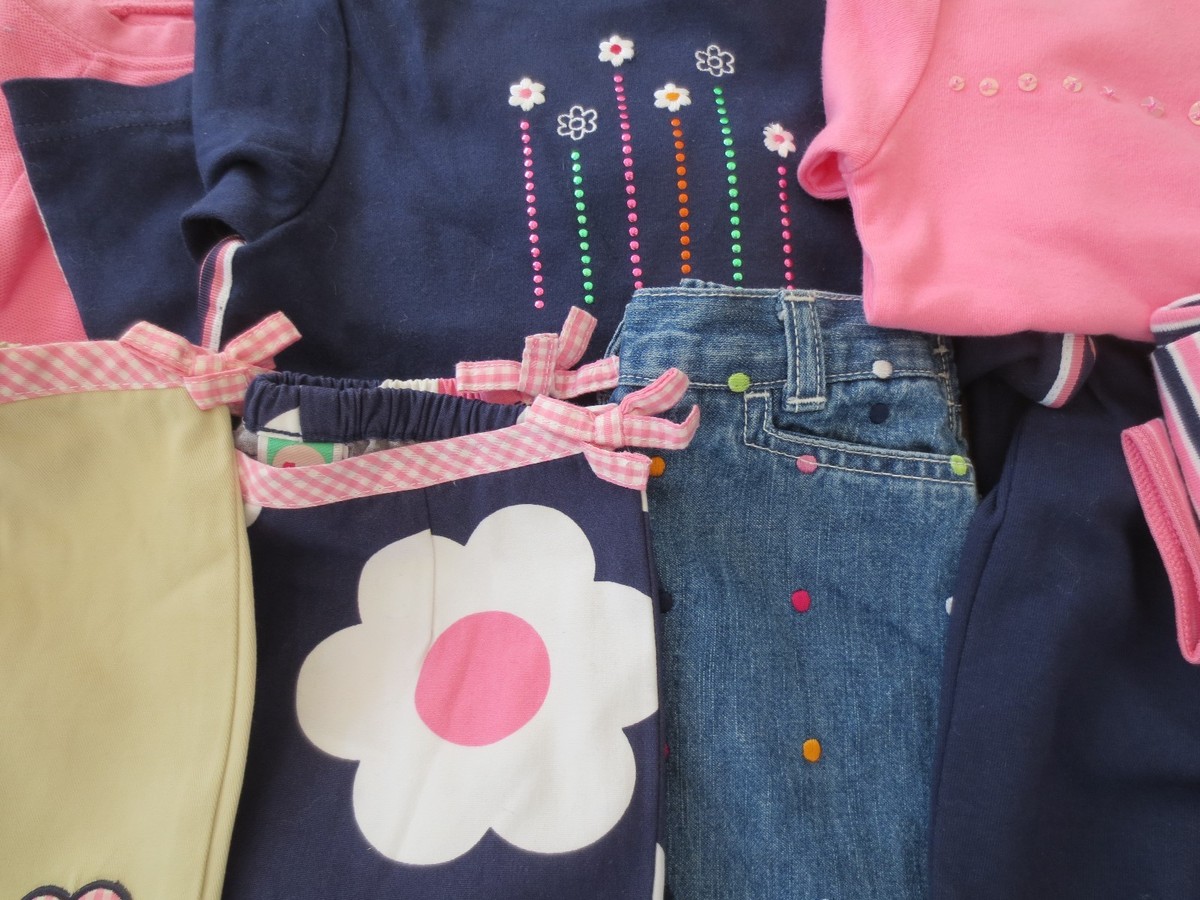 Ensemble Gymboree Vintage Flower Power 2001 - Fille 3T Rose Et Marine - Pantalon Et Chemise