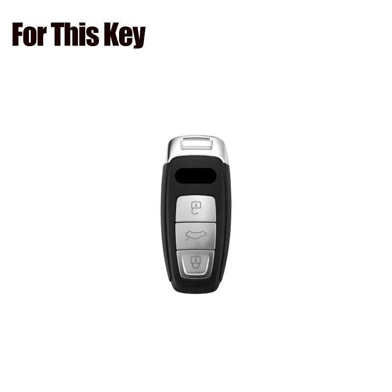 Aluminum Alloy Leather Car Key Case Cover For Audi A3 A6 A7 A8 S8 Q8 E-Tron S3 - Image 2 of 4