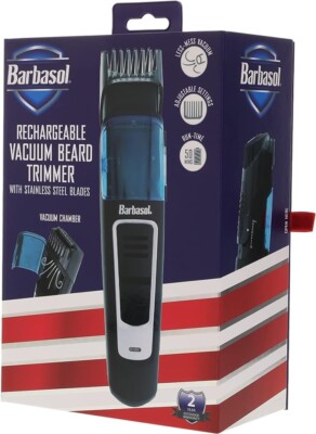 Barbasol Cordless Vacuum Beard Trimmer 10 Adjustable Guide Settings New Sealed