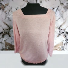 AB Studio Light Pink Square Neck Blouse, Size M