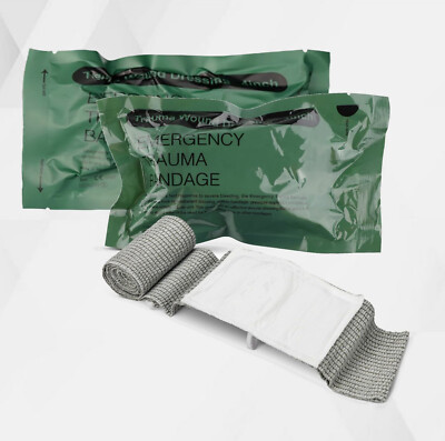2 PACK 4'' Trauma Bandage Emergency Compression Battle Wound Dressing First Aid