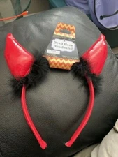 Red Devil Horns Headband Sexy Plush Cosplay Headwear Halloween Costume Accessory