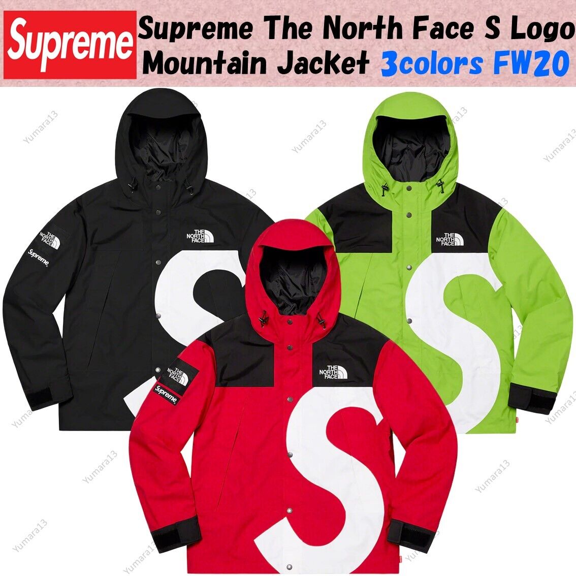 Supreme The North Face S Logo Mountain Jacket 3colors FW20 Supreme The North Face S Logo Mountain Jacket 3colors FW20