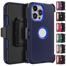 For Apple iPhone 13/Pro/Pro Max Rugged Rubber Case Phone Hard Cover Belt Clip
